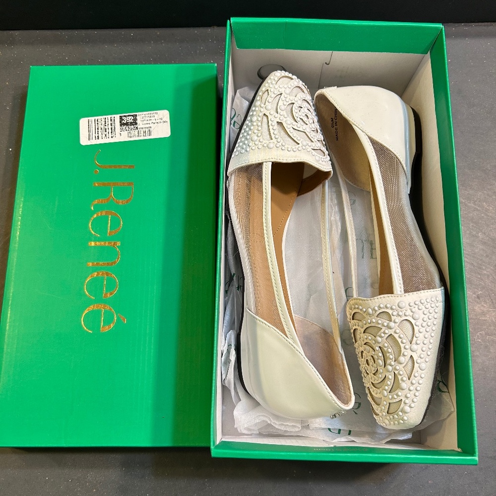 J. Renee Pariella White Mesh Wedding Shoes size 9.5 New with Box